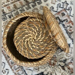 ✨Handwoven Natural Basket with Lid Set of 3 Boho